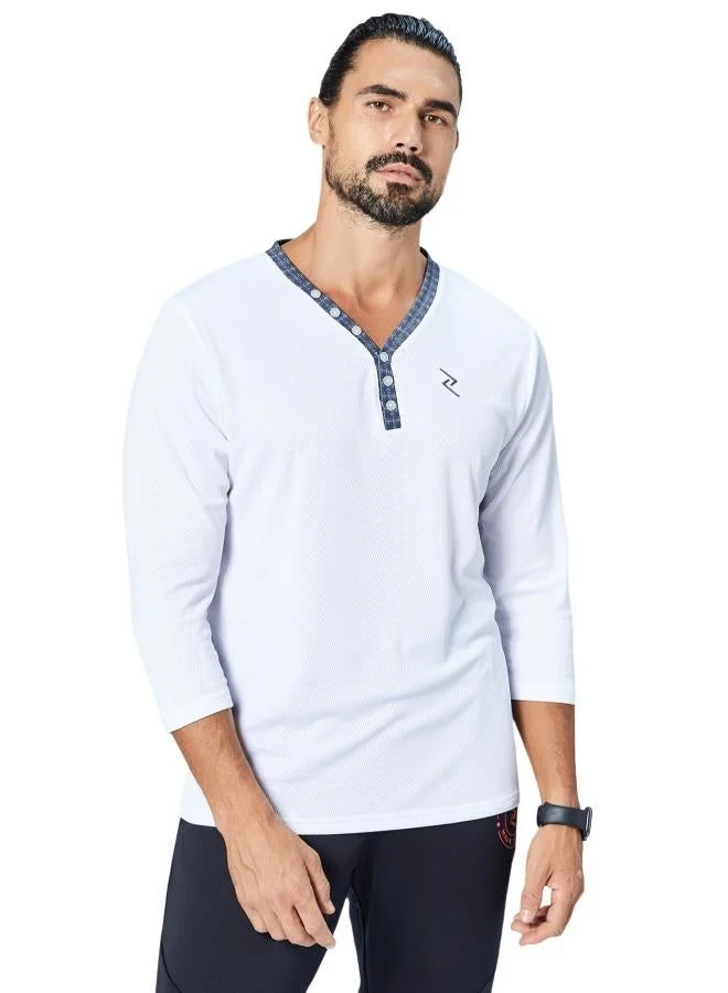 زيسي تيشيرت رجالي بياقة  وأكمام ثلاثة أرباع